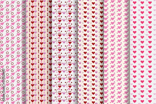 elegant seamless patterns with hand drawn decorative hearts, design elements. Romantic patterns for wedding invitations, greeting cards, scrapbooking, print, gift wrap. Valentines day