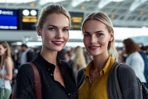 two women traveling at the ...