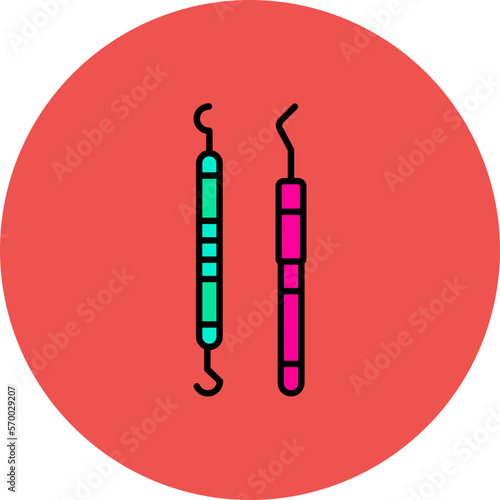 Dental Probe Multicolor Circle Filled Line Icon