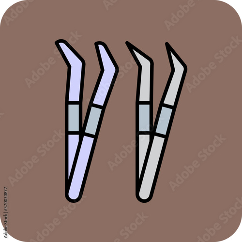 Tweezers Multicolor Round Corner Filled Line Icon