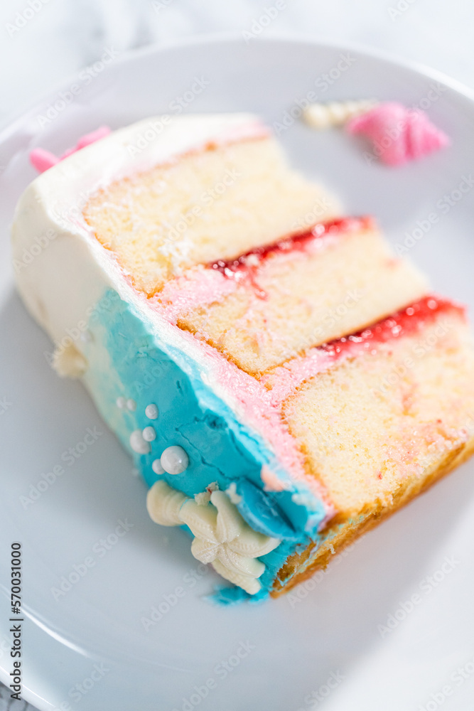 Mermaid themed 3 layer vanilla cake Mermaid themed 3 layer vanilla cake
