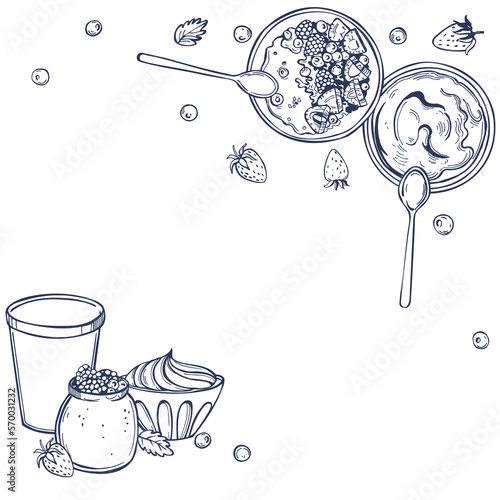 Yogurt set. Vector background.