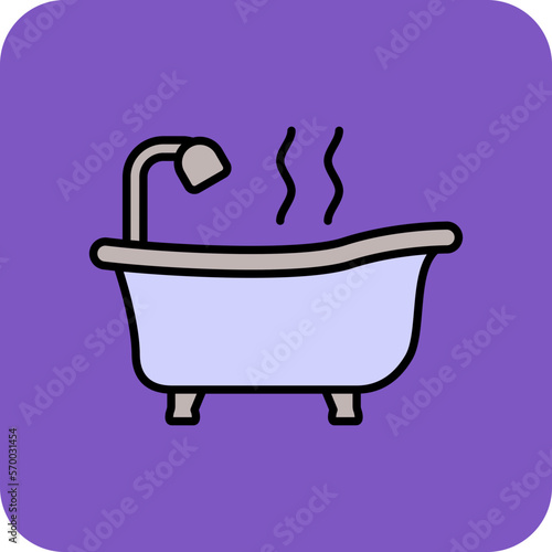 Hot Tub Multicolor Round Corner Filled Line Icon