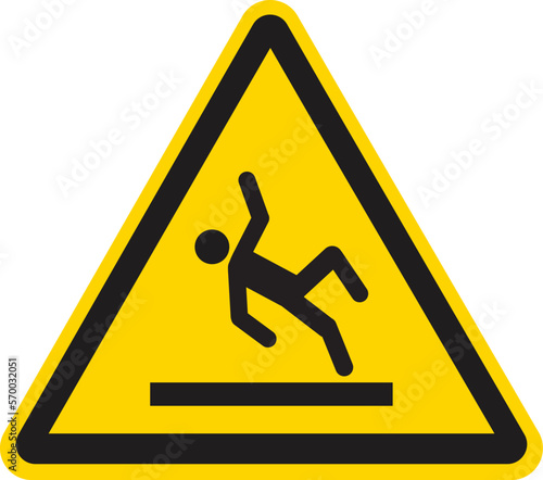 Caution slippery floor sign on isolated white background. Vector illustration. 