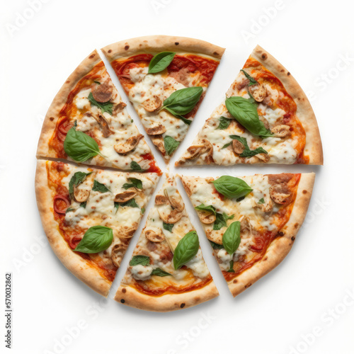 Hot Italian Pizza Isolated Illustration Generative AI
