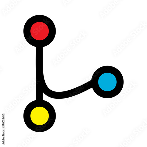 Git merge icon line isolated on white background. Black flat thin icon on modern outline style. Linear symbol and editable stroke. Simple and pixel perfect stroke vector illustration.