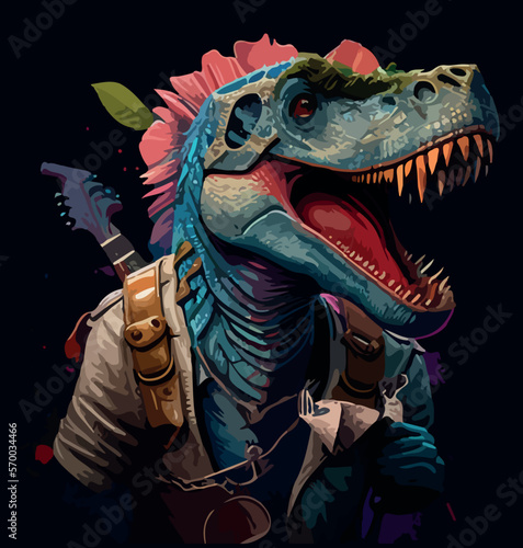 Vector color Rock star dinosaur head © Gpbolde