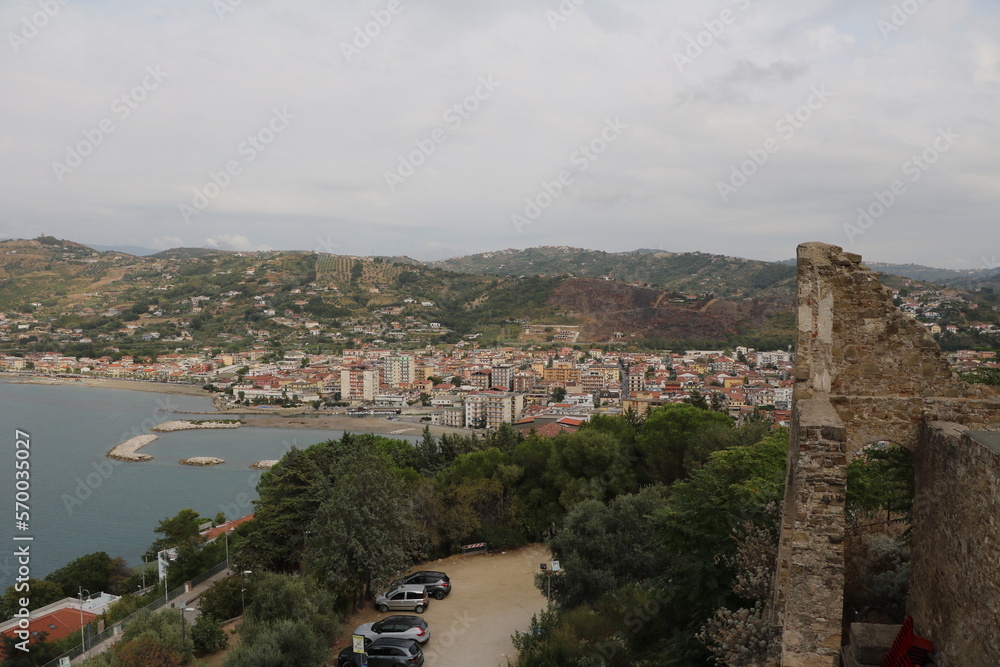 View from Angioino Aragonese Castle to Agropoli, Campania Italy