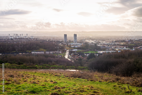 Views of a sunrise over Glasgow 