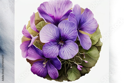 Obraz na płótnie Violet Flowers, Illustration, Generative AI