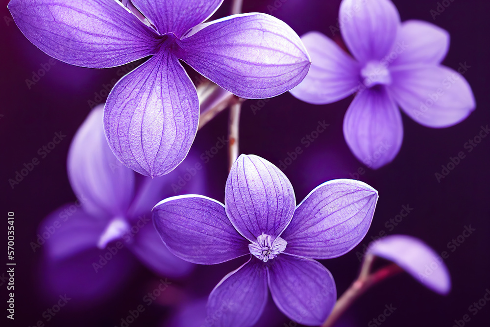 Violet Flowers, Illustration, Generative AI Violet Flowers, Illustration, Generative AI