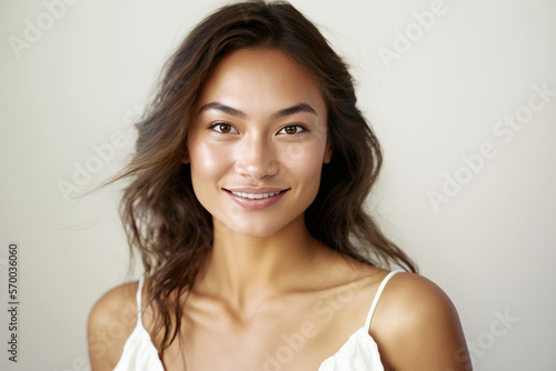 young slim tanned woman. closeup fashion portrait of beautiful girl. Generative AI