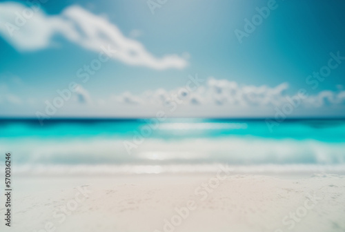 party blurred summer beach background. Generative AI © wetzkaz