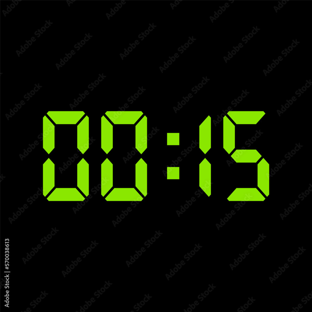 Digital clock vector illustration, time icon Digital clock vector illustration, time icon