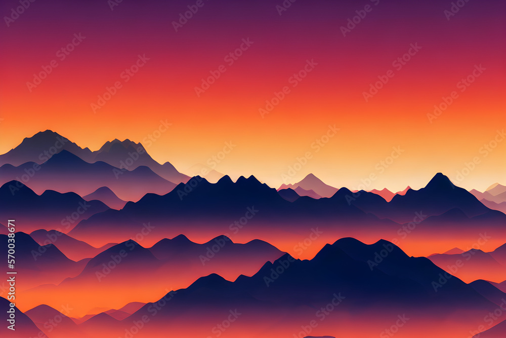 Colorful abstract mountain scapes created with generative ai
