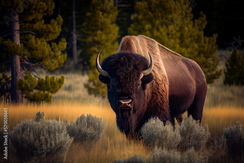 Bison in in Yellowstone National Park created with AI © thejokercze