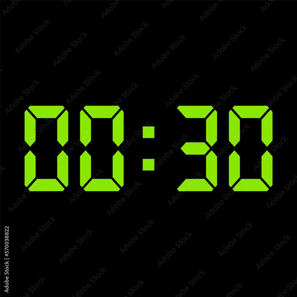 Digital clock vector illustration, time icon Digital clock vector illustration, time icon