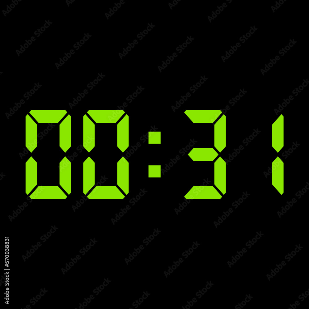 Digital clock vector illustration, time icon Digital clock vector illustration, time icon