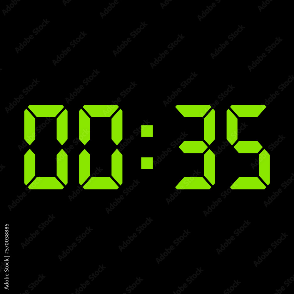 Digital clock vector illustration, time icon Digital clock vector illustration, time icon