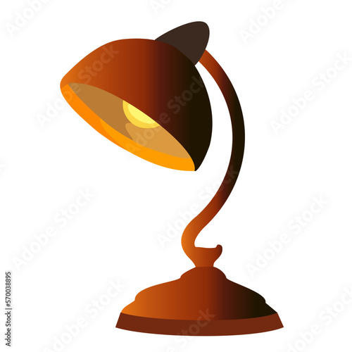 Cartoon lamp with a burning lamp on a white background. Vector illustration