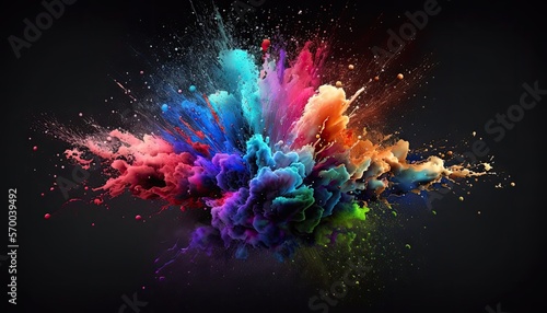 Abstract digital design with vivid liquid colors and splashes on a darker background