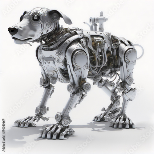 Striking robot dog illustration against white background photo