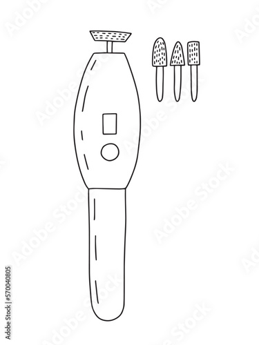 Vector electric divice of grinding and polishing in manicure and pedicure set.