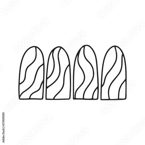 Vector set of fingernails with lines.
