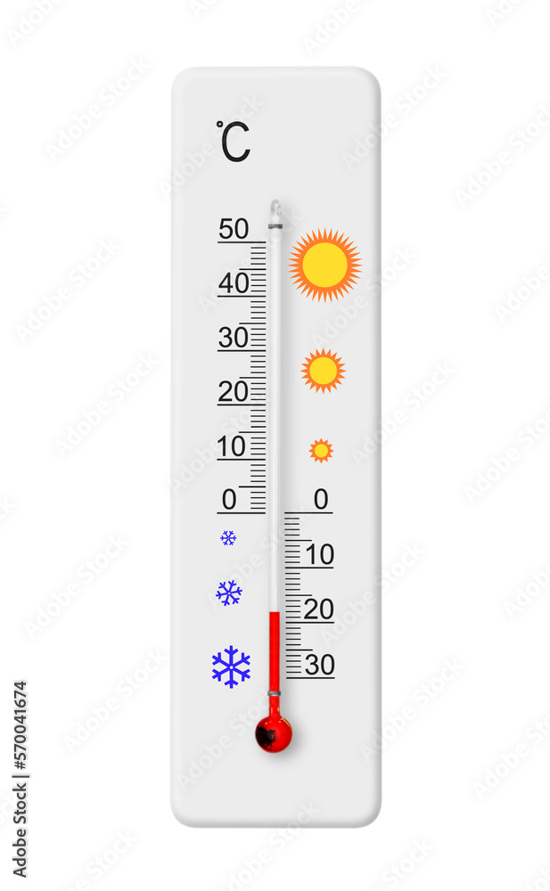 Celsius scale thermometer isolated on white background. Ambient temperature minus 18 degrees Celsius scale thermometer isolated on white background. Ambient temperature minus 18 degrees