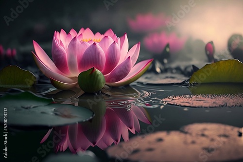 Lotus flower on water 2 - Illustration 