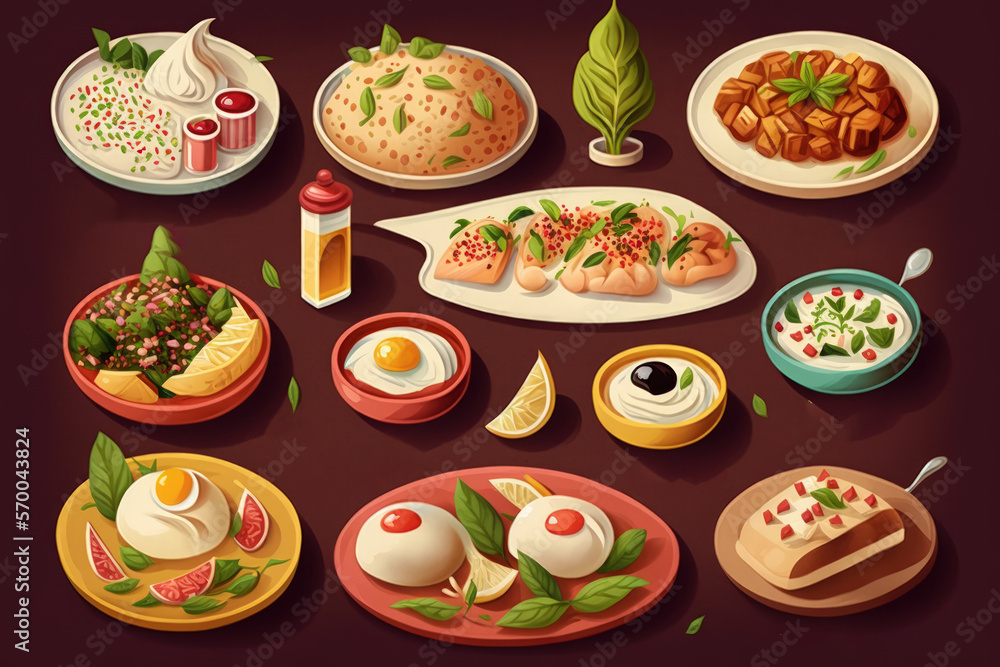 assorted lebanese food. Generative AI assorted lebanese food. Generative AI