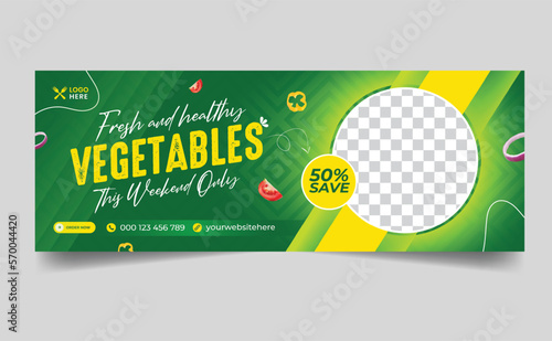 Vegetable facebook cover design template.