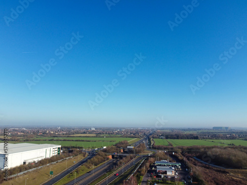 Photography Aerial View of Business Retail Park at Kempston Village of Bedford City of Engla