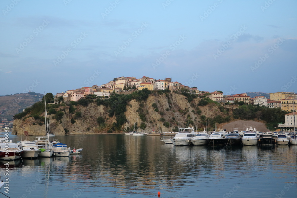 View to old town of Agropoli, Campania Italy