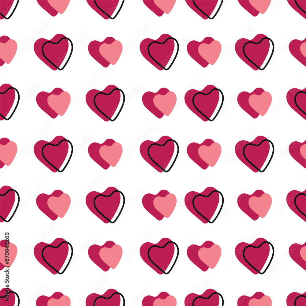 Seamless pattern with hearts. Pink background for Valentine’s Day 