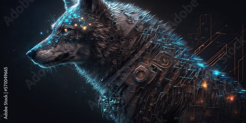 Tech wolf illustration
