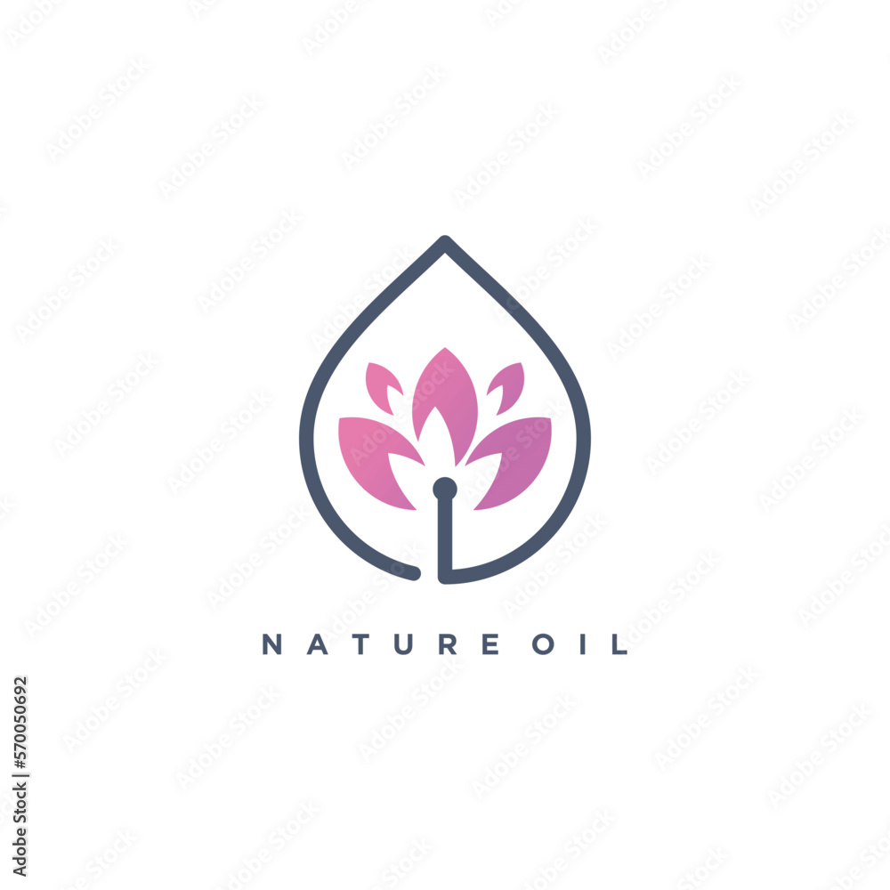 Beauty logo design collection with creative flower and oil concept