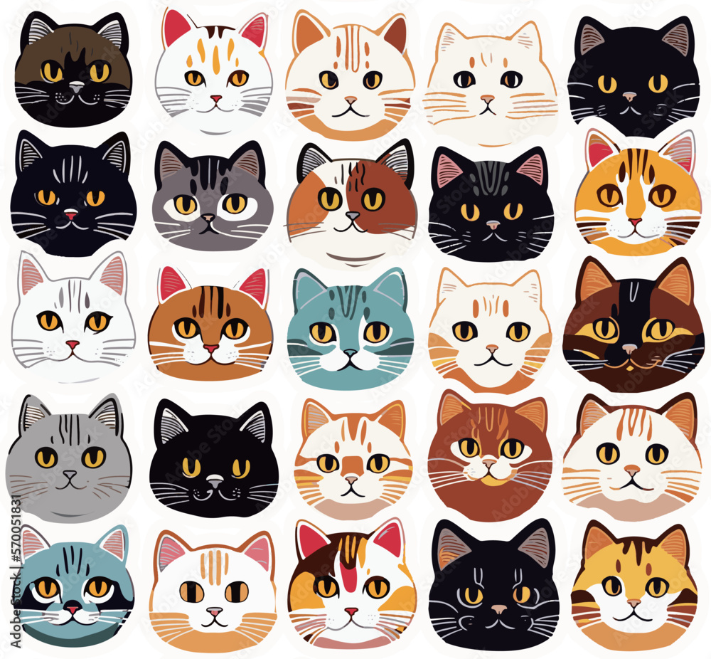 Vector Retro Hand Drawn Japanese Style Wild Cat or Kitten Face Seamless Surface Pattern for Products or Wrapping Paper Prints. Vector Retro Hand Drawn Japanese Style Wild Cat or Kitten Face Seamless Surface Pattern for Products or Wrapping Paper Prints.