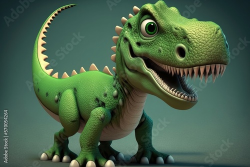 3d  cute 3D cute Baryonyx cartoon. A group of primitive reptile dinosaurs from the Cretaceous period. Generative AI