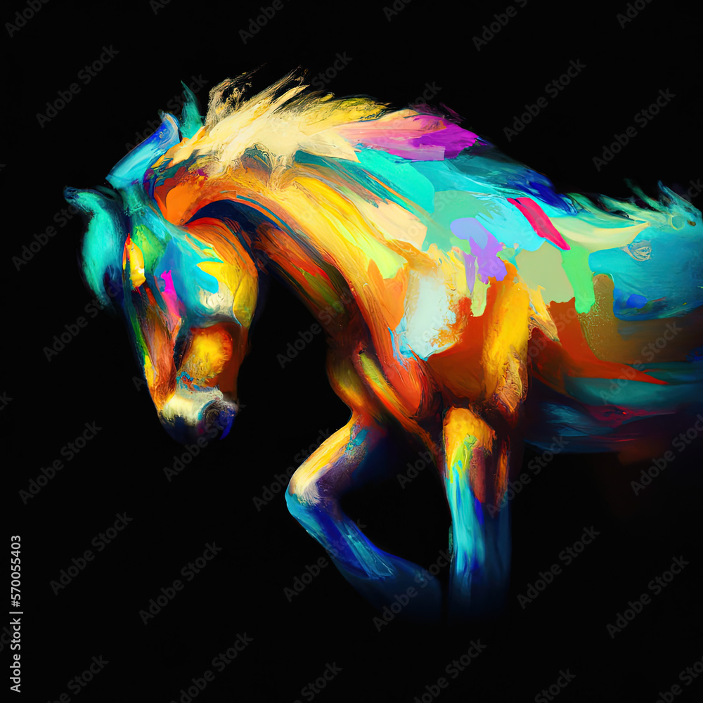 Horse in Rainbow Iridescence Colors