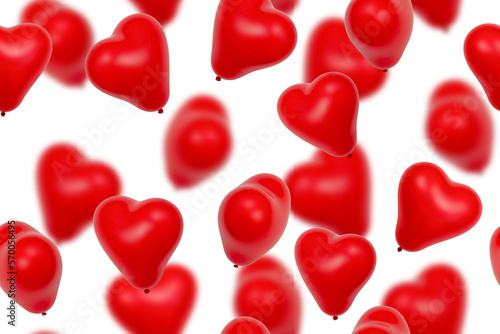 Seamless festive pattern. Red heart-shaped balloons on a white background
