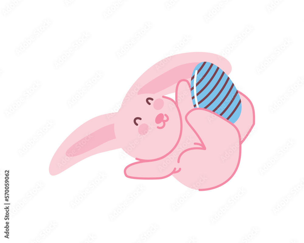 easter bunny and striped egg easter bunny and striped egg