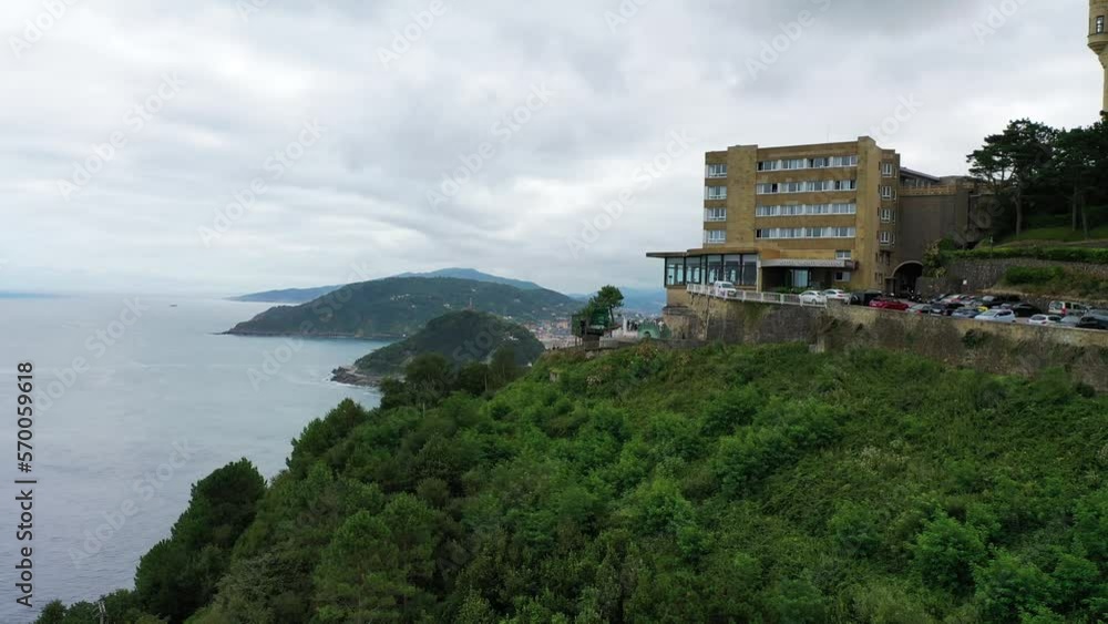 Aerial view of the castle on the hill from Mont Igeldo in San Sebastian, Gipuzkoa, Basque Country, Spain. Aerial view of the castle on the hill from Mont Igeldo in San Sebastian, Gipuzkoa, Basque Country, Spain.