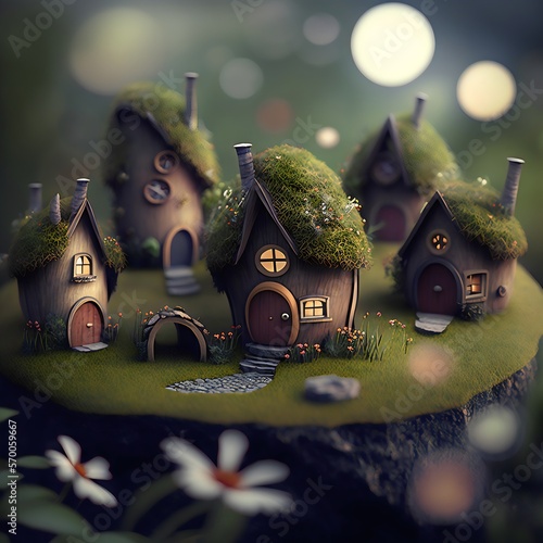 Tiny fairy town fairygarden cute whimsical created with AI photo