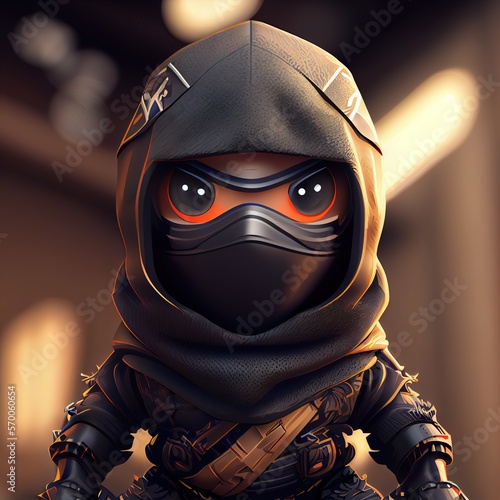 Little ninja warrior mascot, Generative Ai