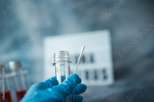 Viral infection testing - Cotton swab and tube for virus detection during the pandemic