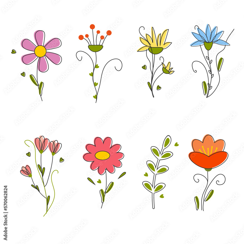 Obraz premium Spring flower background with stroke. Flowers set. spring is coming