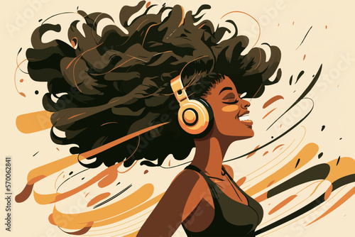 Black Woman listening to Music