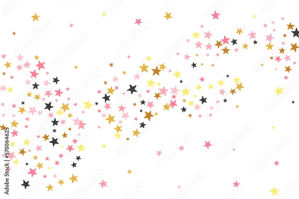 Fashionable black pink gold starburst vector texture. Little starburst spangles holiday decoration elements. Baby shower star burst design. Spangle particles congratulations decor.