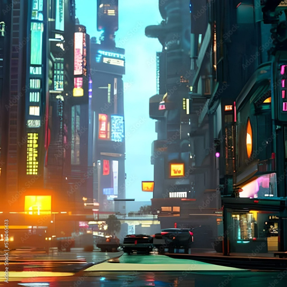 Fototapeta premium Science fiction Cybercity illustration art